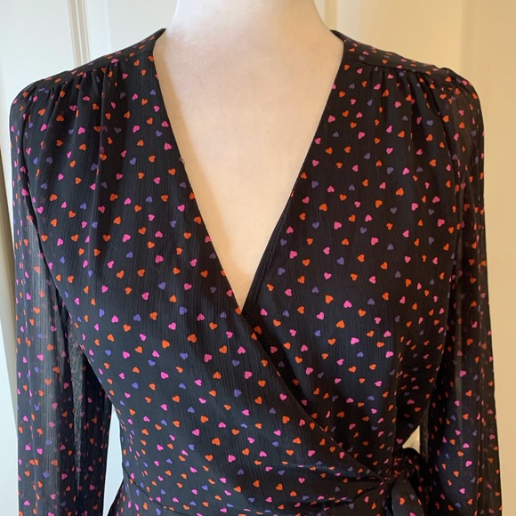 Banana Republic Black Ruffle Hearts ๐ Print Midi Dress ๐ - Picture 3 of 8